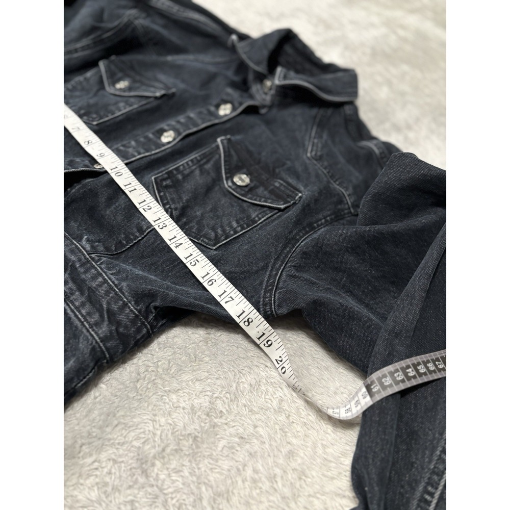 Zara Women's Black Mini Denim Button Dress Faded Size Medium - Picture 5 of 10